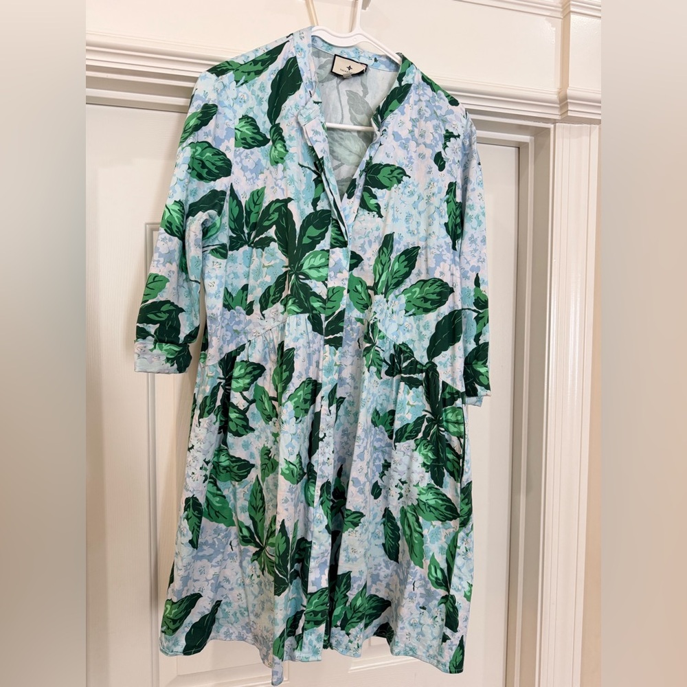 Tuckernuck Royal Shirt Dress Green and Blue Floral